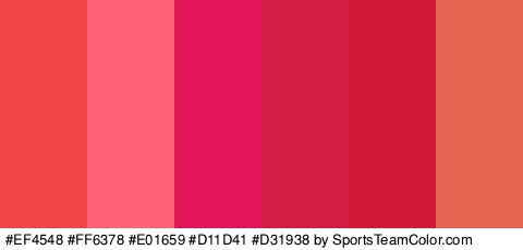 #EF4548 #FF6378 #E01659 #D11D41 #D31938 #E56650 Colors