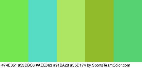 #74E851 #53DBC6 #AEE863 #91BA28 #55D174 Colors