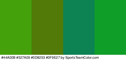 #44A00B #527A09 #0D8253 #0F9E27 Colors