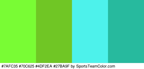 #7AFC35 #70C625 #4DF2EA #27BA9F Colors