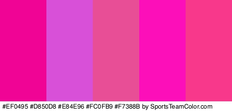 #EF0495 #D850D8 #E84E96 #FC0FB9 #F7388B Colors