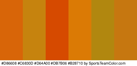 #D86608 #C6830D #D64A00 #DB7B06 #B28710 #C6770F Colors