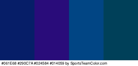 #061E68 #290C7A #024584 #014059 Colors