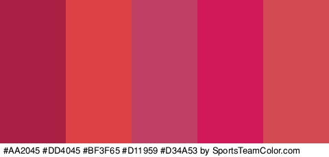 #AA2045 #DD4045 #BF3F65 #D11959 #D34A53 Colors