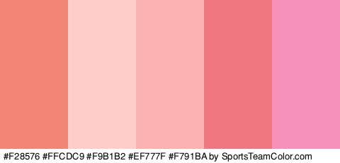 #F28576 #FFCDC9 #F9B1B2 #EF777F #F791BA Colors