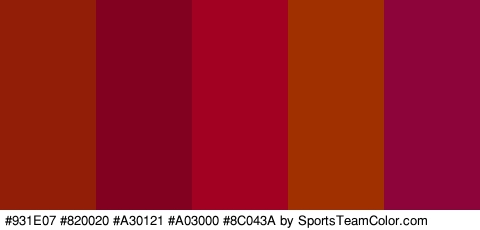 #931E07 #820020 #A30121 #A03000 #8C043A Colors