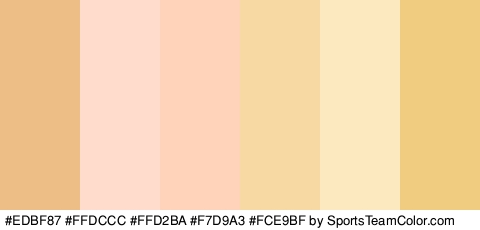 #EDBF87 #FFDCCC #FFD2BA #F7D9A3 #FCE9BF #EFCC7F Colors