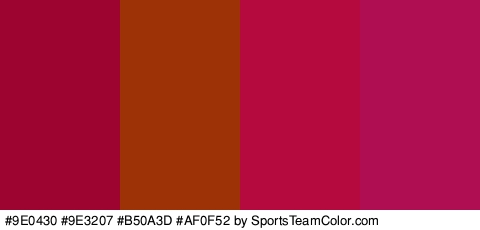 #9E0430 #9E3207 #B50A3D #AF0F52 Colors