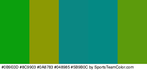 #0B9E0D #8C9903 #0A8783 #048985 #5B9B0C Colors