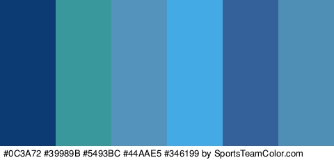 #0C3A72 #39989B #5493BC #44AAE5 #346199 #4F8EB5 Colors