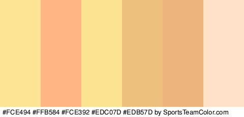 #FCE494 #FFB584 #FCE392 #EDC07D #EDB57D #FFE0C9 Colors