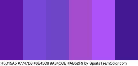 #5D15A5 #7747D8 #6E45C6 #A34CCE #AB52F9 #421993 Colors