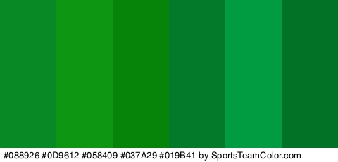 #088926 #0D9612 #058409 #037A29 #019B41 #027227 Colors