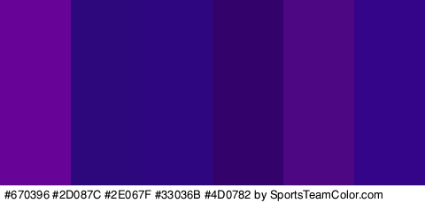 #670396 #2D087C #2E067F #33036B #4D0782 #350589 Colors