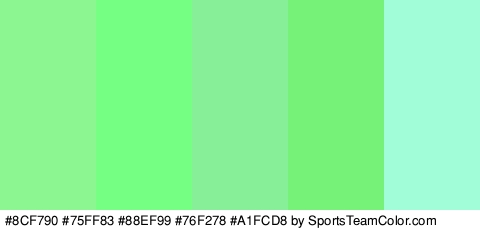 #8CF790 #75FF83 #88EF99 #76F278 #A1FCD8 Colors