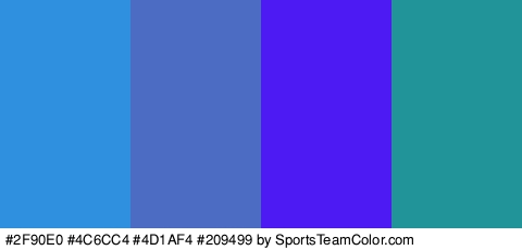 #2F90E0 #4C6CC4 #4D1AF4 #209499 Colors