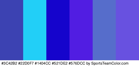 #3C42B2 #22D0F7 #1404CC #521DE2 #576DCC #6850E0 Colors