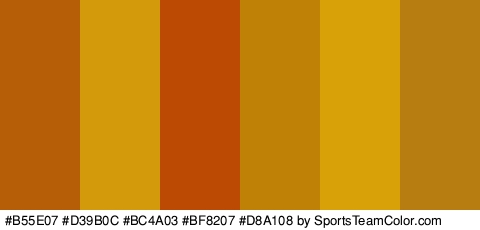 #B55E07 #D39B0C #BC4A03 #BF8207 #D8A108 #B77D10 Colors