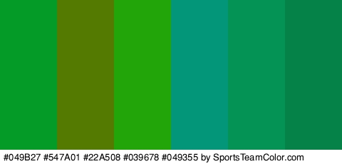 #049B27 #547A01 #22A508 #039678 #049355 #058247 Colors