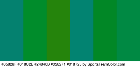 #05826F #018C2B #24840B #028271 #018725 #008942 Colors