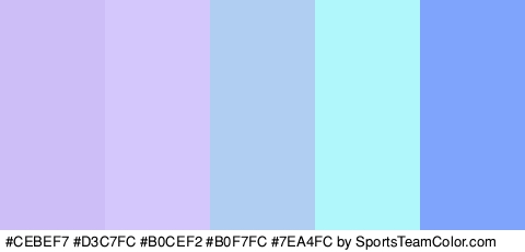 #CEBEF7 #D3C7FC #B0CEF2 #B0F7FC #7EA4FC Colors