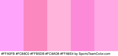 #FFA3FB #FC88C0 #FFB5DB #FC8AD8 #FFA8E4 Colors