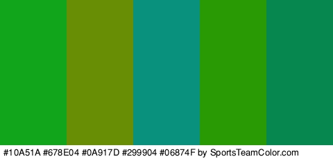 #10A51A #678E04 #0A917D #299904 #06874F Colors