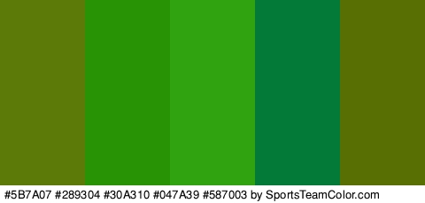 #5B7A07 #289304 #30A310 #047A39 #587003 Colors