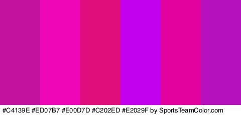 #C4139E #ED07B7 #E00D7D #C202ED #E2029F #B60FBC Colors