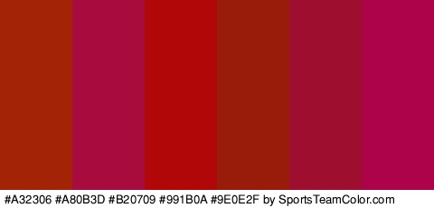 #A32306 #A80B3D #B20709 #991B0A #9E0E2F #AD034A Colors