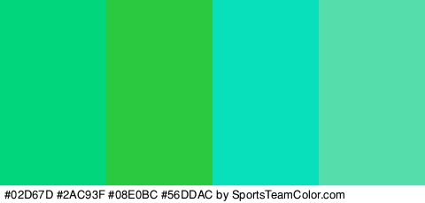 #02D67D #2AC93F #08E0BC #56DDAC Colors