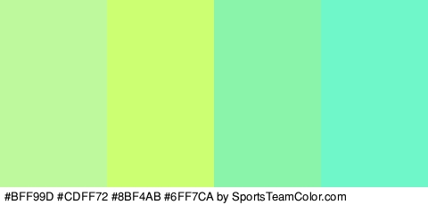 #BFF99D #CDFF72 #8BF4AB #6FF7CA Colors