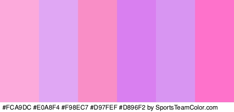 #FCA9DC #E0A8F4 #F98EC7 #D97FEF #D896F2 #FF72CB Colors