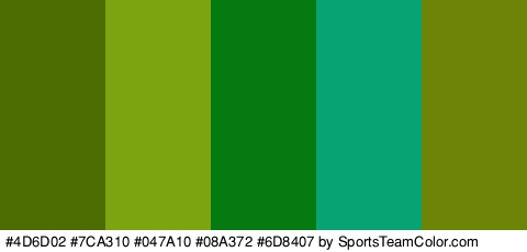 #4D6D02 #7CA310 #047A10 #08A372 #6D8407 Colors