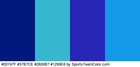 #00197F #37B7CE #2826B7 #1299E8 Colors