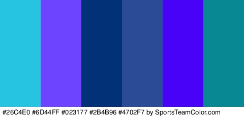 #26C4E0 #6D44FF #023177 #2B4B96 #4702F7 #088893 Colors