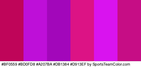 #BF0559 #BD0FD8 #A207BA #DB1384 #D913EF #C60D86 Colors