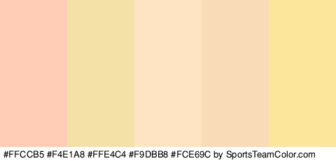 #FFCCB5 #F4E1A8 #FFE4C4 #F9DBB8 #FCE69C Colors