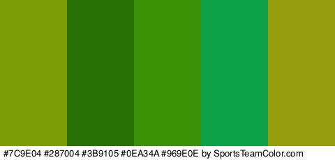 #7C9E04 #287004 #3B9105 #0EA34A #969E0E Colors