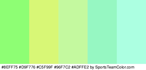 #8EFF75 #D9F776 #C5F99F #96F7C2 #ADFFE2 Colors