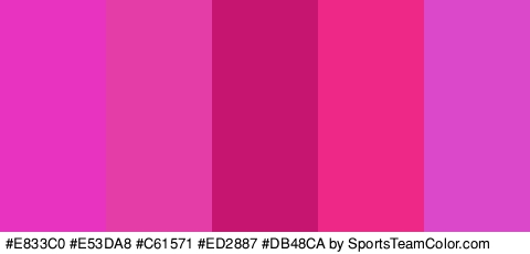 #E833C0 #E53DA8 #C61571 #ED2887 #DB48CA Colors