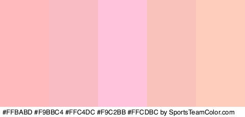 #FFBABD #F9BBC4 #FFC4DC #F9C2BB #FFCDBC Colors