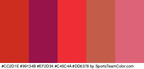 #CC2D1E #99134B #EF2D34 #C45C4A #DD6378 Colors