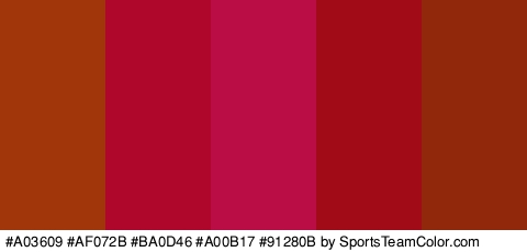 #A03609 #AF072B #BA0D46 #A00B17 #91280B Colors