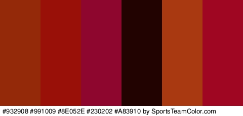 #932908 #991009 #8E052E #230202 #A83910 #9E0622 Colors