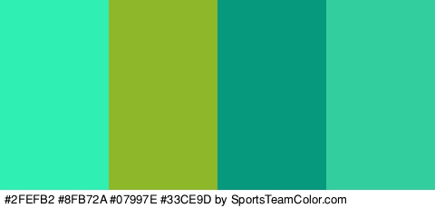 #2FEFB2 #8FB72A #07997E #33CE9D Colors