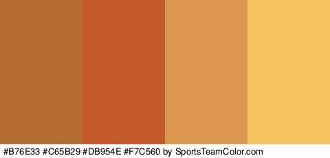 #B76E33 #C65B29 #DB954E #F7C560 Colors