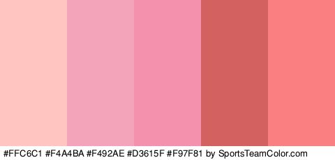 #FFC6C1 #F4A4BA #F492AE #D3615F #F97F81 Colors