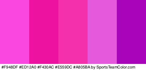 #F948DF #ED12A0 #F430AC #E559DC #A805BA Colors