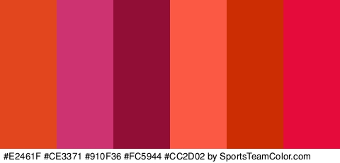 #E2461F #CE3371 #910F36 #FC5944 #CC2D02 #E50B3A Colors